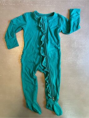 3-6m Teal Ruffle Bamboo Zippy